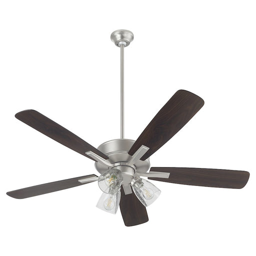 Quorum Ovation 3Lt Clear/Seeded Ceiling Fan, Satin Nickel - 4525-23165