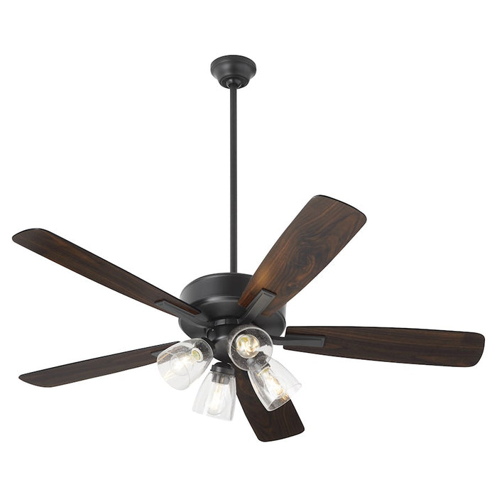 Quorum Ovation 4Lt Clear/Seeded Ceiling Fan, Matte Black