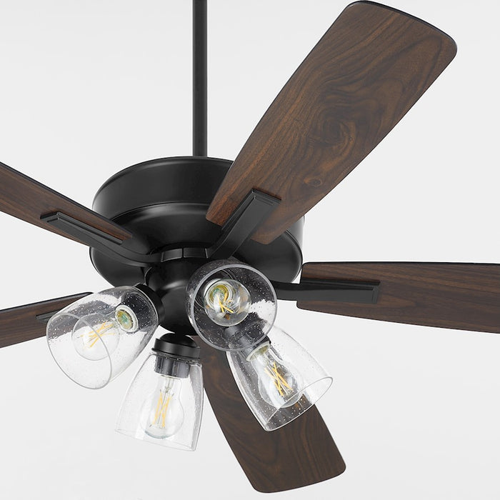 Quorum Ovation 4Lt Clear/Seeded Ceiling Fan, Matte Black