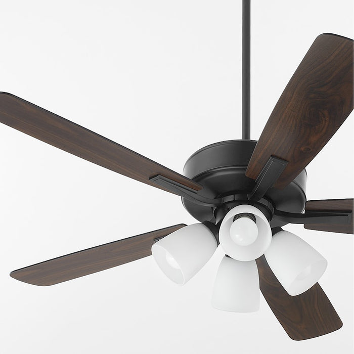 Quorum Ovation 4Lt Satin Opal Ceiling Fan, Matte Black