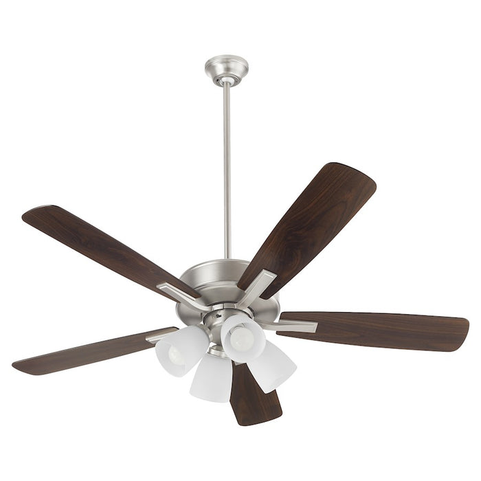 Quorum Ovation 4Lt Satin/Opal Ceiling Fan, Satin Nickel - 4525-4165