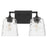 Quorum Eldorado 2 Light Vanity, Matte Black/Clear Hammered
