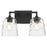 Quorum Eldorado 2 Light Vanity, Matte Black/Clear Hammered