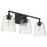 Quorum Eldorado 3 Light Vanity, Matte Black/Clear Hammered