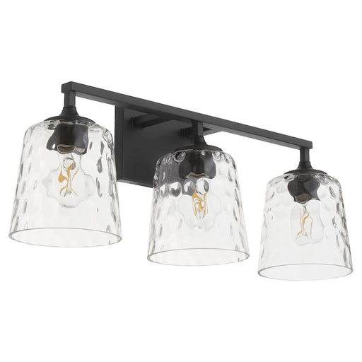 Quorum Eldorado 3 Light Vanity, Matte Black/Clear Hammered