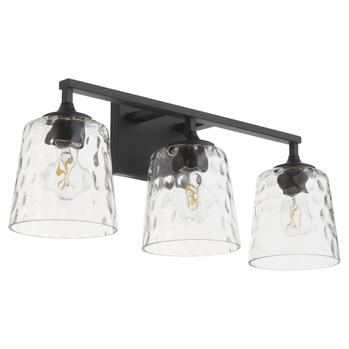 Quorum Eldorado 3 Light Vanity, Matte Black/Clear Hammered