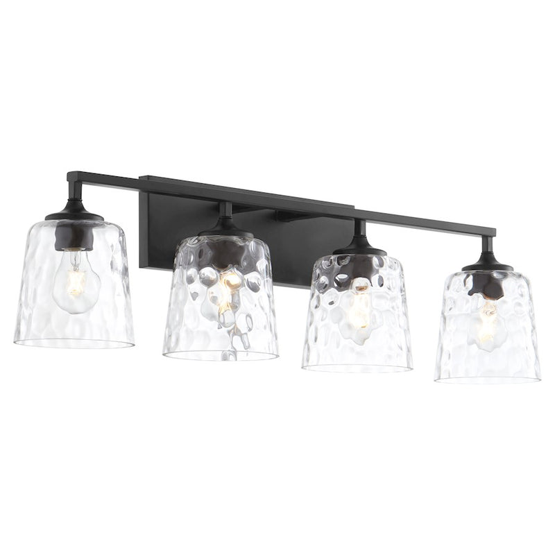 Quorum Eldorado 4Lt Vanity, Matte Black/Clear Hammered