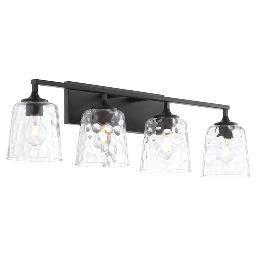 Quorum Eldorado 4Lt Vanity, Matte Black/Clear Hammered