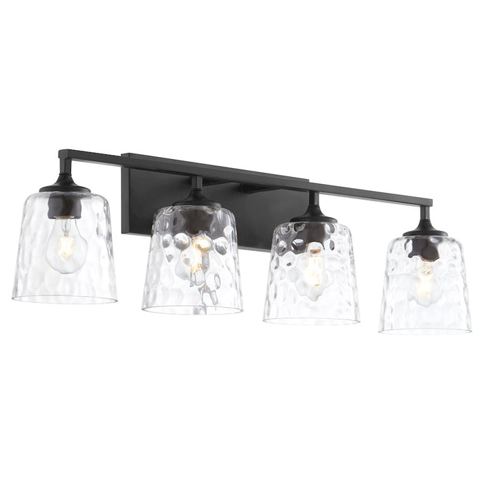 Quorum Eldorado 4Lt Vanity, Matte Black/Clear Hammered