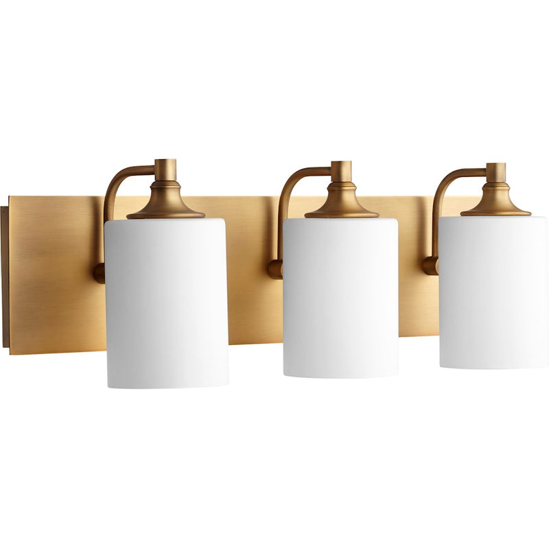 Quorum Celeste 3 Light 24.5' Vanity, Aged Brass