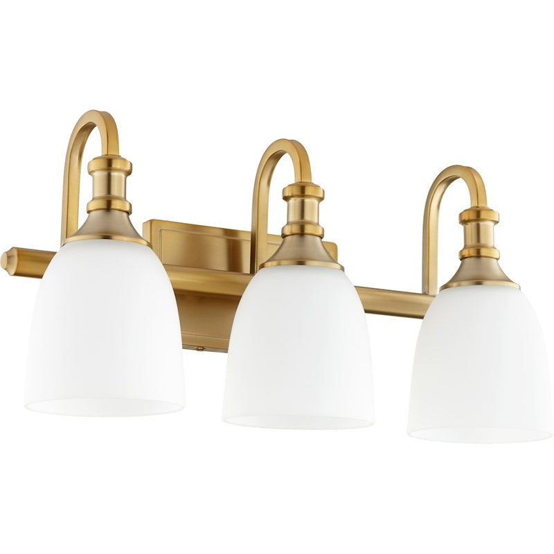 Quorum Richmond 3 Light 20.25' Vanity, Aged Brass