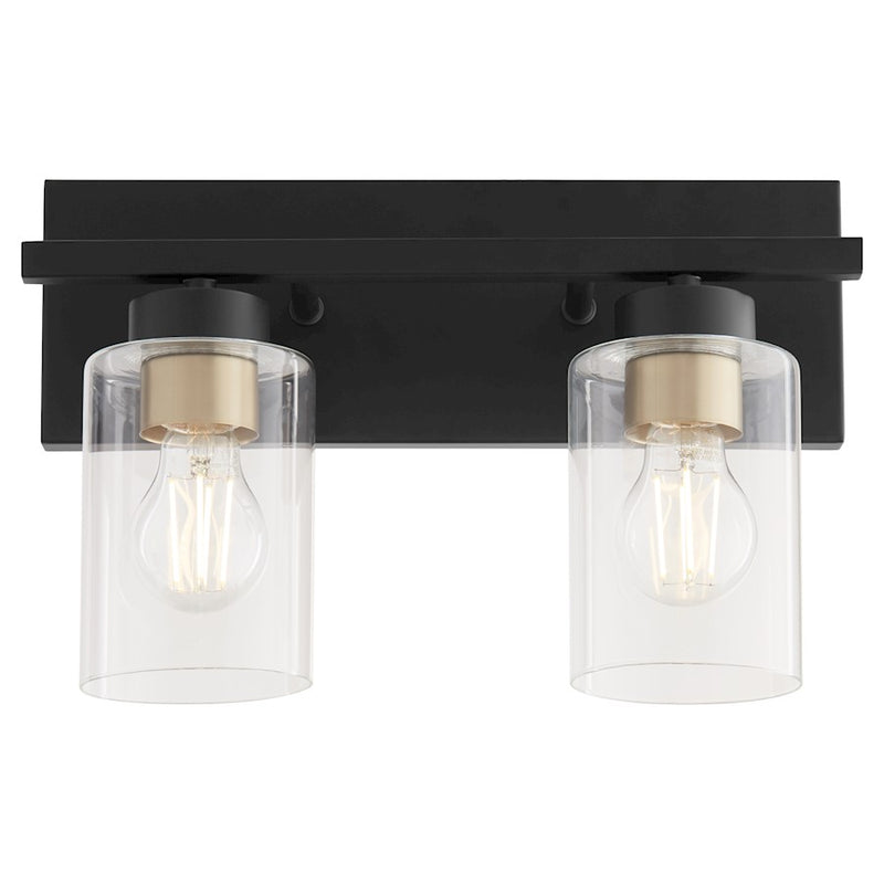 Quorum Carter 2Lt Vanity, Matte Black/Clear