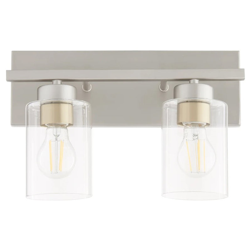 Quorum Carter 2Lt Vanity, Satin Nickel/Clear