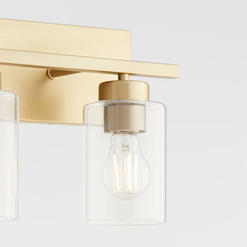 Quorum Carter 2Lt Vanity, Aged Brass/Clear