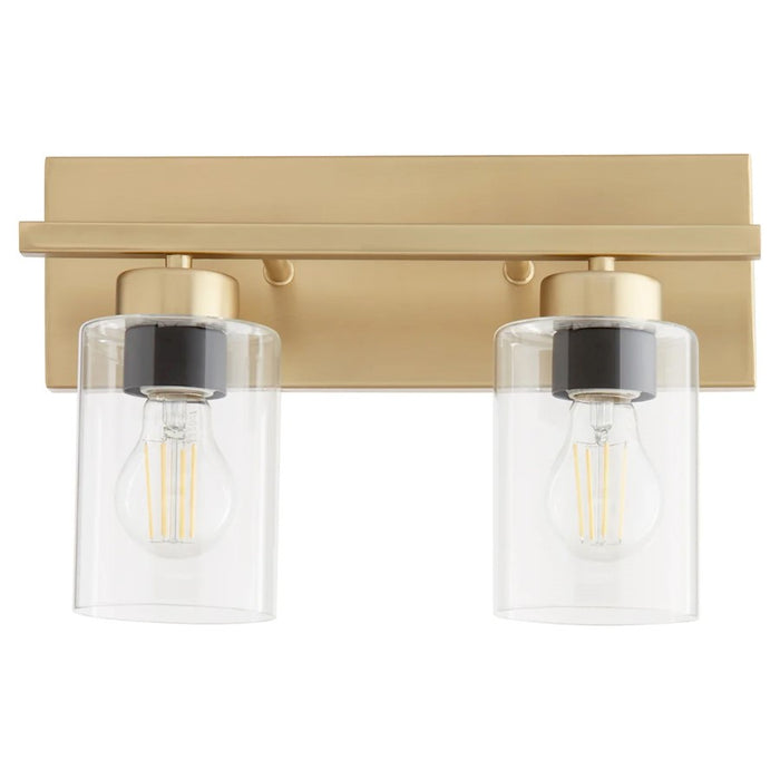 Quorum Carter 2Lt Vanity, Aged Brass/Clear