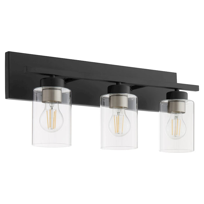 Quorum Carter 3Lt Vanity, Matte Black/Clear