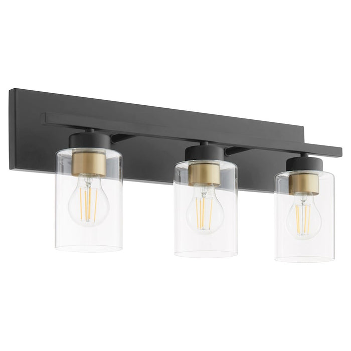 Quorum Carter 3Lt Vanity, Matte Black/Clear