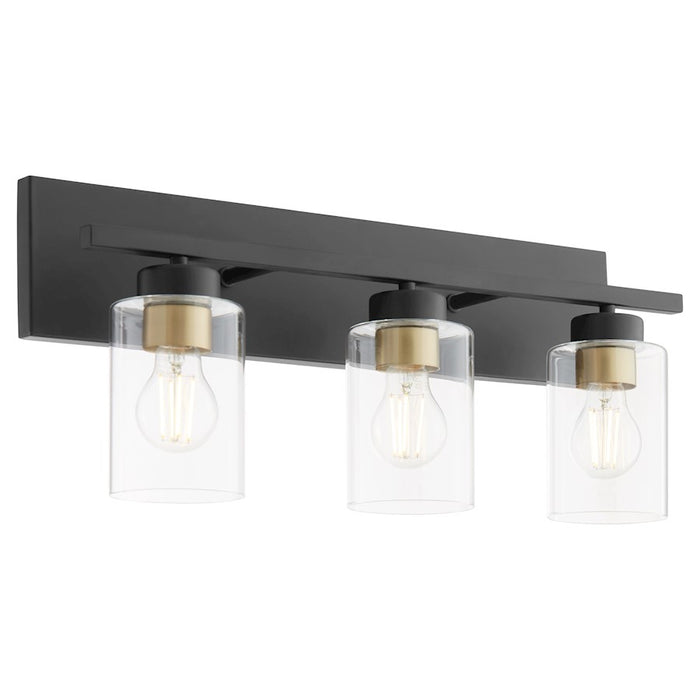Quorum Carter 3Lt Vanity, Matte Black/Clear