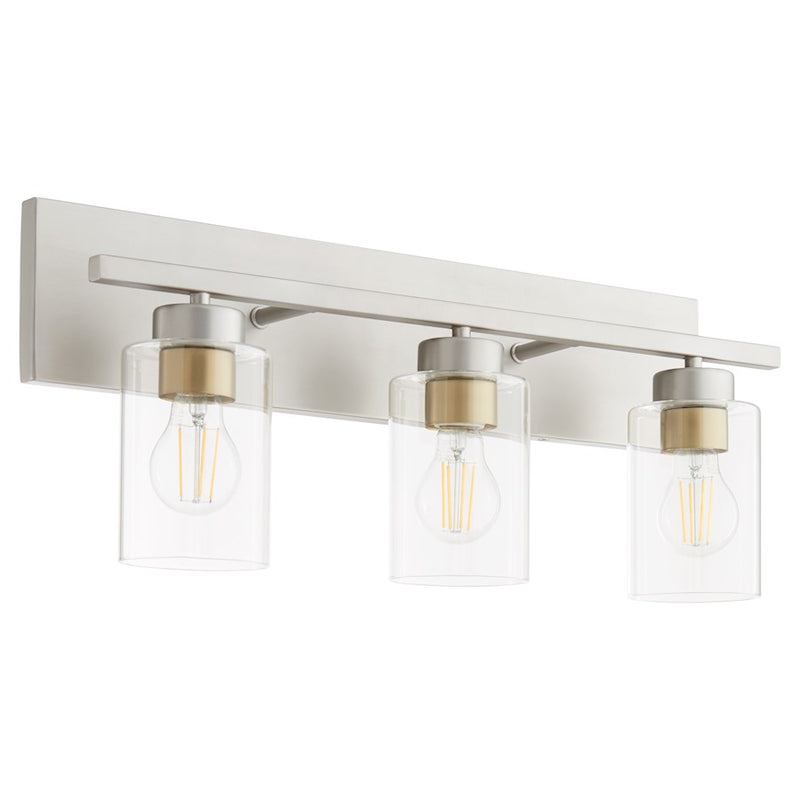 Quorum Carter 3Lt Vanity, Satin Nickel/Clear