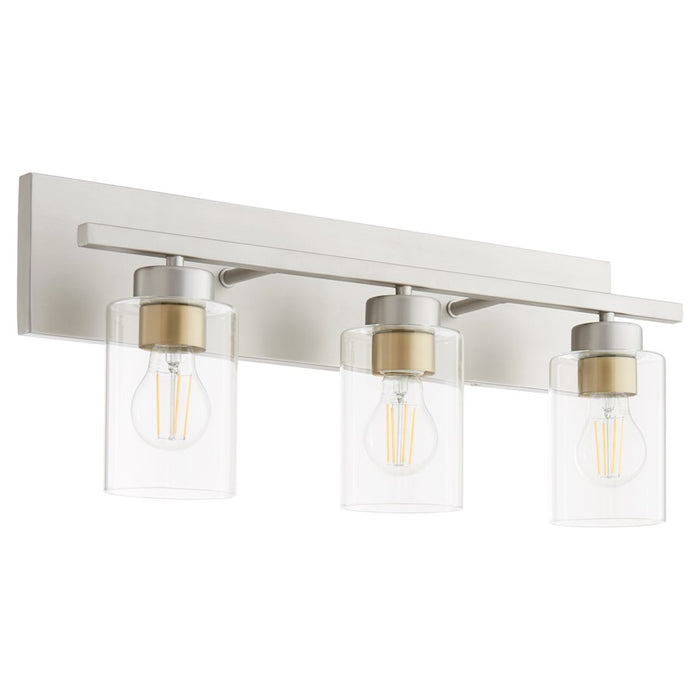 Quorum Carter 3Lt Vanity, Satin Nickel/Clear