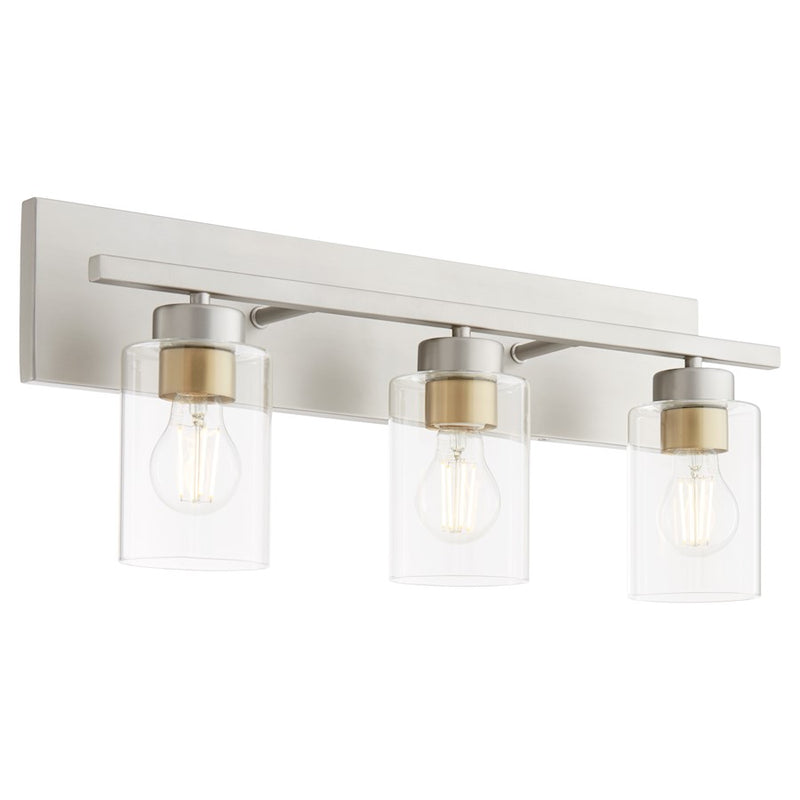 Quorum Carter 3Lt Vanity, Satin Nickel/Clear