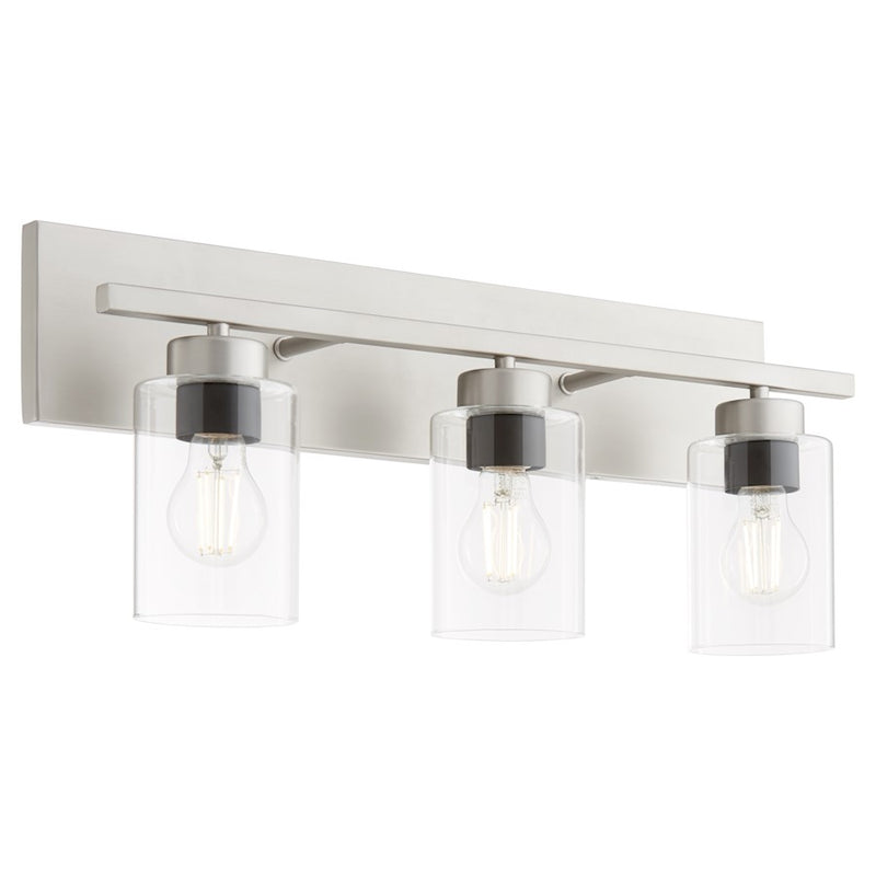 Quorum Carter 3Lt Vanity, Satin Nickel/Clear