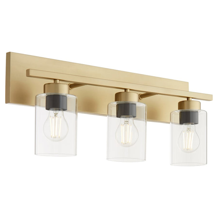 Quorum Carter 3Lt Vanity, Aged Brass/Clear