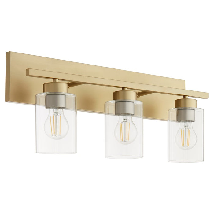 Quorum Carter 3Lt Vanity, Aged Brass/Clear