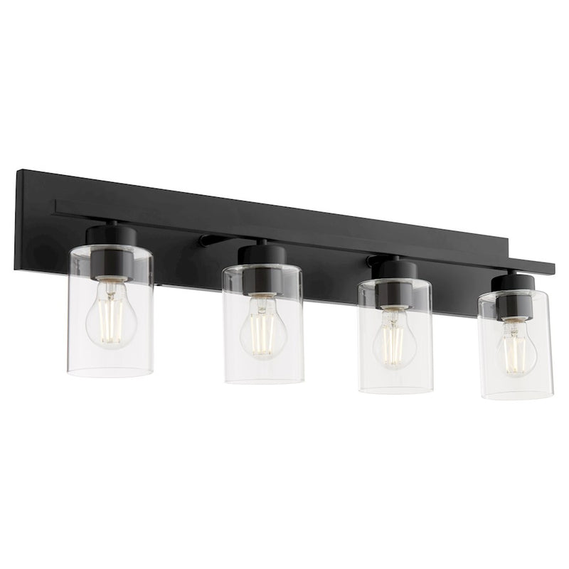 Quorum Carter 4Lt Vanity, Matte Black/Clear