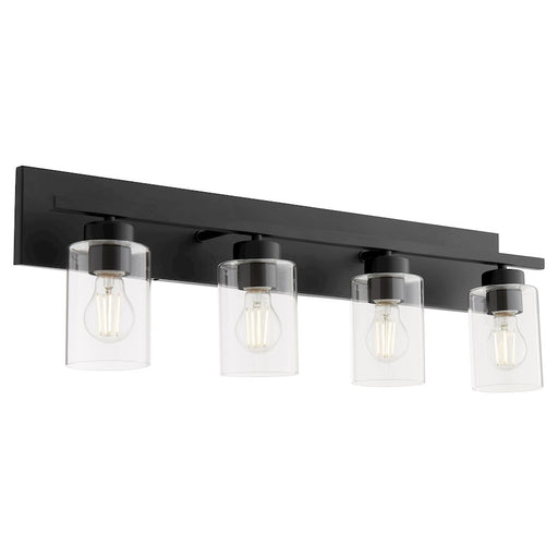Quorum Carter 4Lt Vanity, Matte Black/Clear
