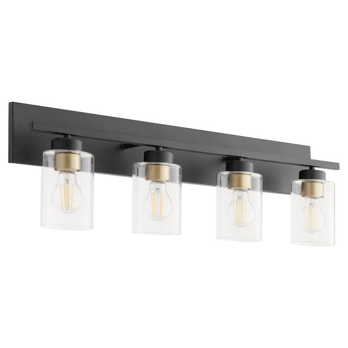 Quorum Carter 4Lt Vanity, Matte Black/Clear