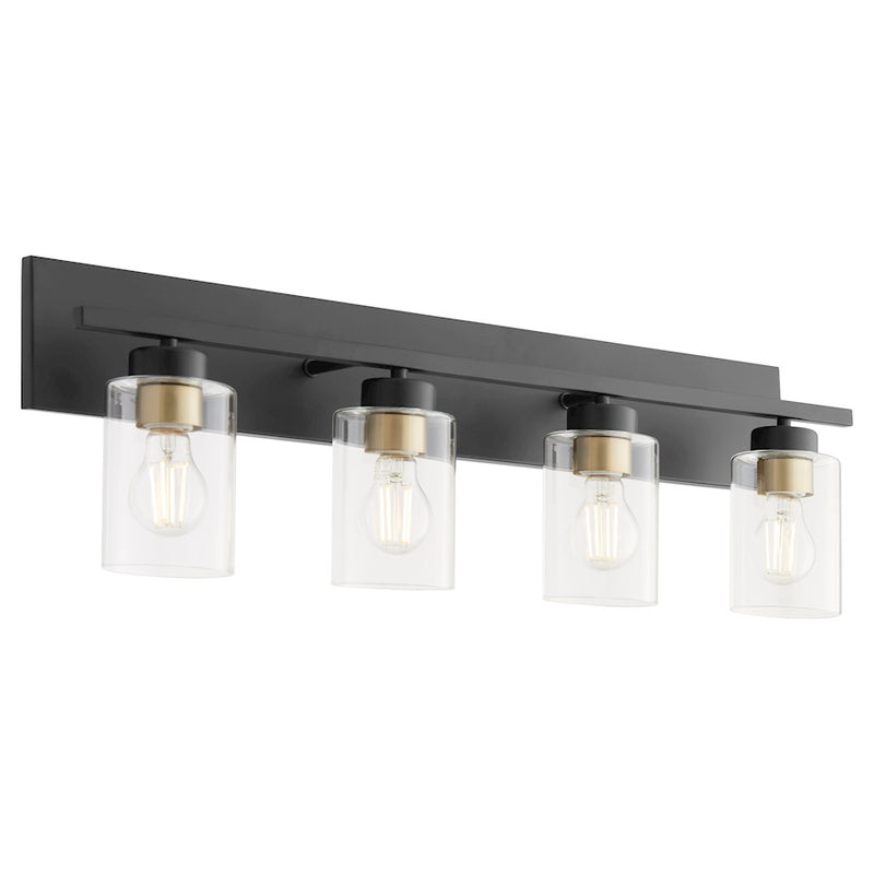 Quorum Carter 4Lt Vanity, Matte Black/Clear
