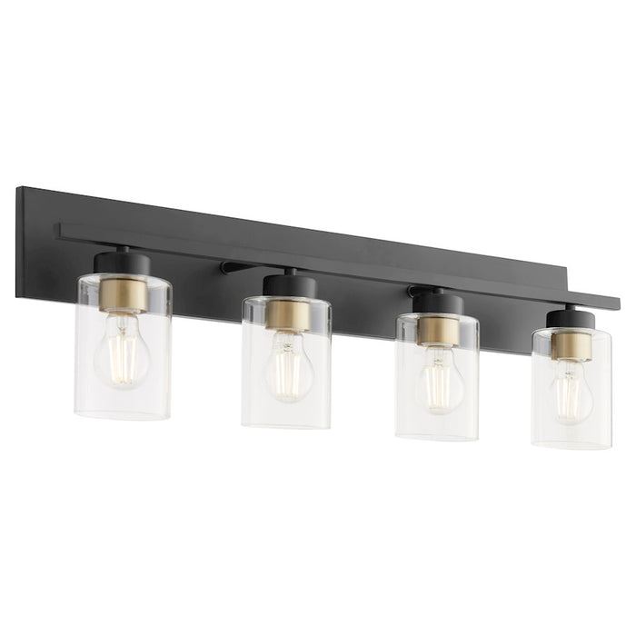 Quorum Carter 4Lt Vanity, Matte Black/Clear