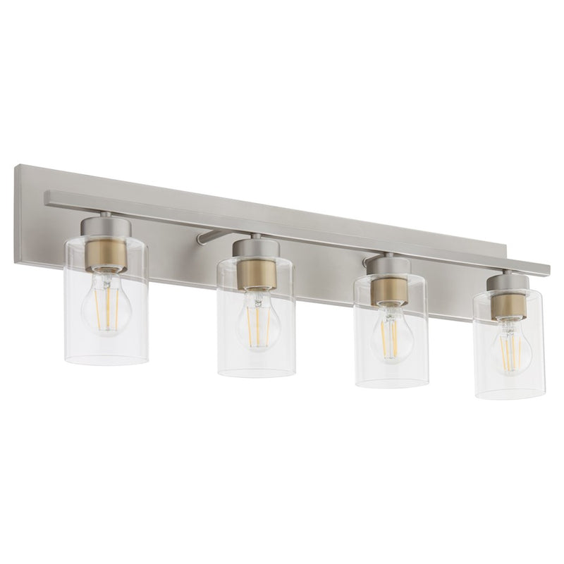 Quorum Carter 4Lt Vanity, Satin Nickel/Clear