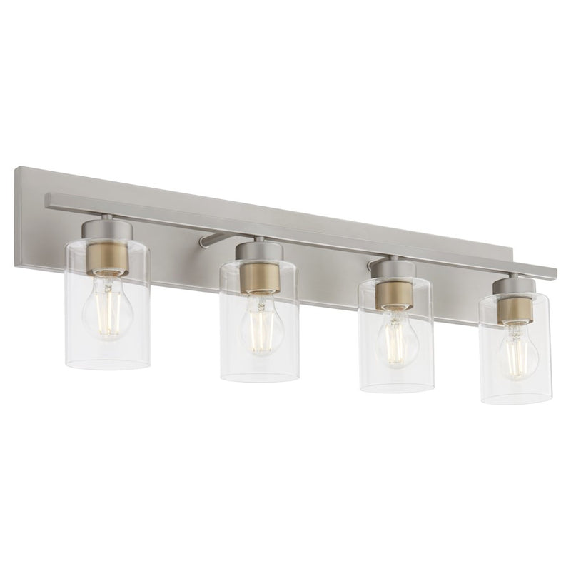 Quorum Carter 4Lt Vanity, Satin Nickel/Clear