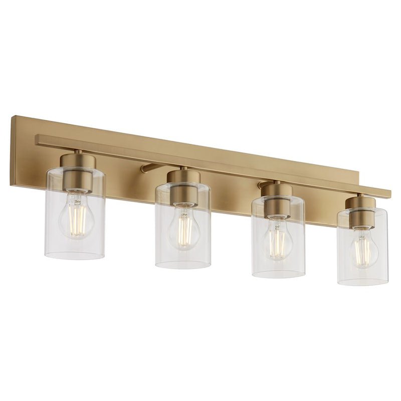 Quorum Carter 4Lt Vanity, Aged Brass/Clear