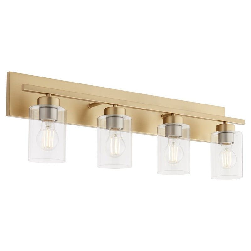Quorum Carter 4Lt Vanity, Aged Brass/Clear