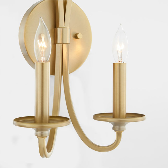 Quorum Maryse 2Lt Wall Mount, Aged Brass