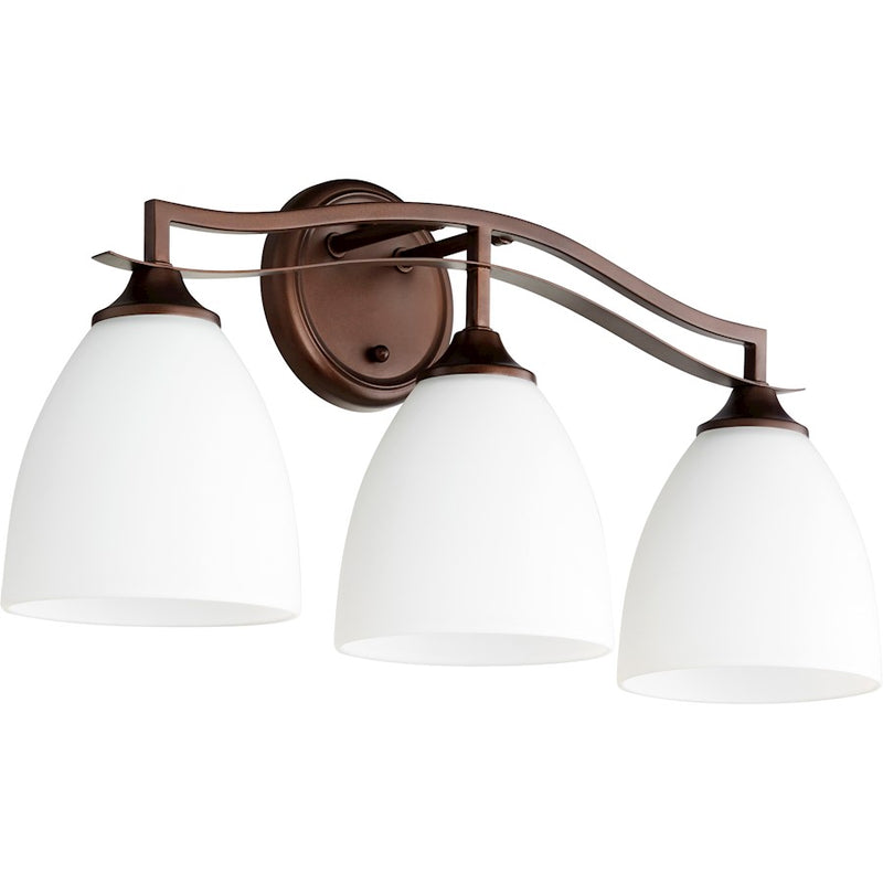 Quorum Jardin 3 Light Vanity, Oiled Bronze
