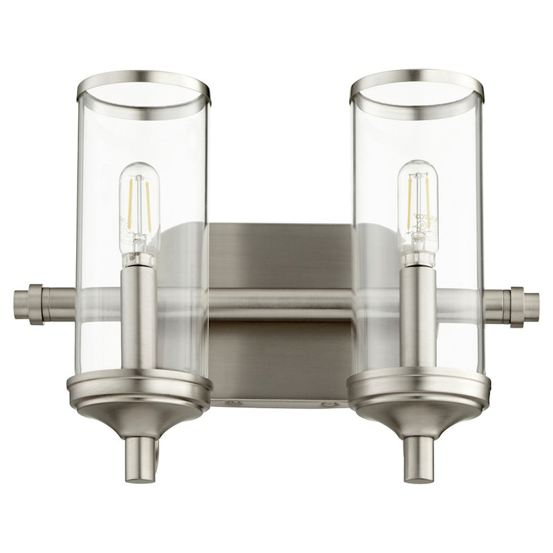Quorum Collins 2 Light Vanity, Satin Nickel