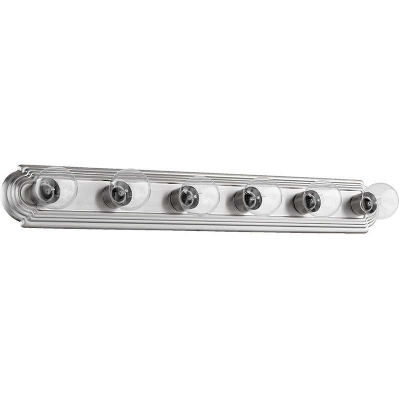 Quorum 6 Light Vanity Light, Satin Nickel