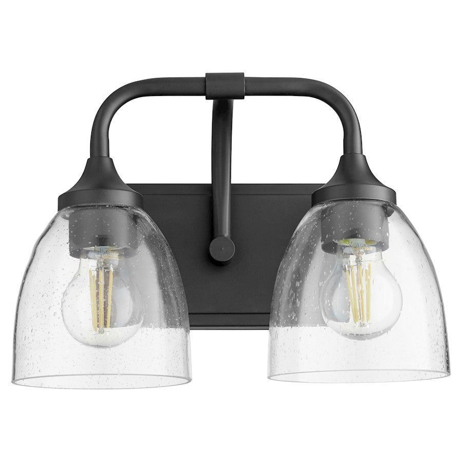 Quorum Enclave 2 Light Vanity, Matte Black/Clear/Seeded/Clear Seed