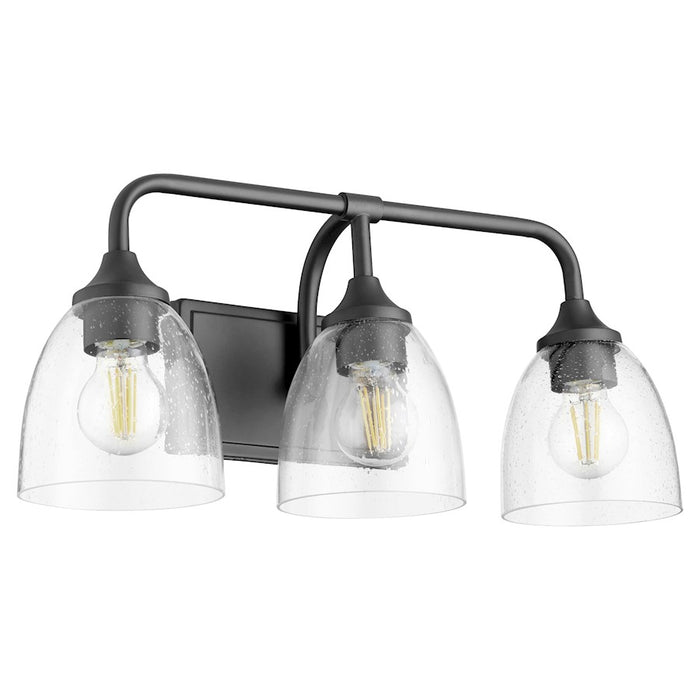 Quorum Enclave 3 Light Vanity, Matte Black/Clear/Seeded