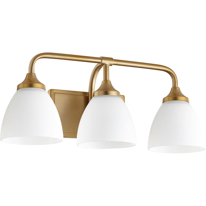 Quorum Enclave 3 Light 19.25' Vanity, Aged Brass
