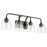Quorum Enclave 4 Light Vanity, Matte Black/Clear/Seeded
