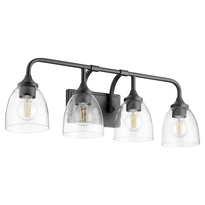 Quorum Enclave 4 Light Vanity, Matte Black/Clear/Seeded
