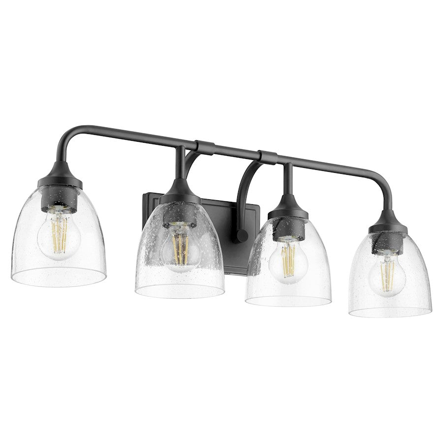 Quorum Enclave 4 Light Vanity, Matte Black/Clear/Seeded