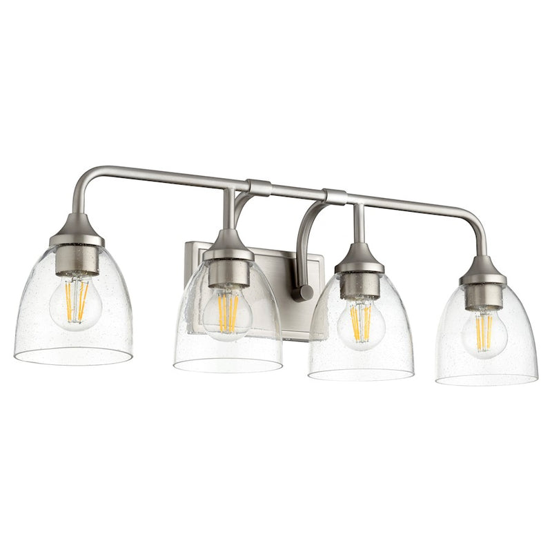 Quorum Enclave 4 Light Vanity, Satin Nickel/Clear Seeded