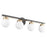 Quorum Nius 4 Light Vanity, Noir/Aged Brass/Satin Opal