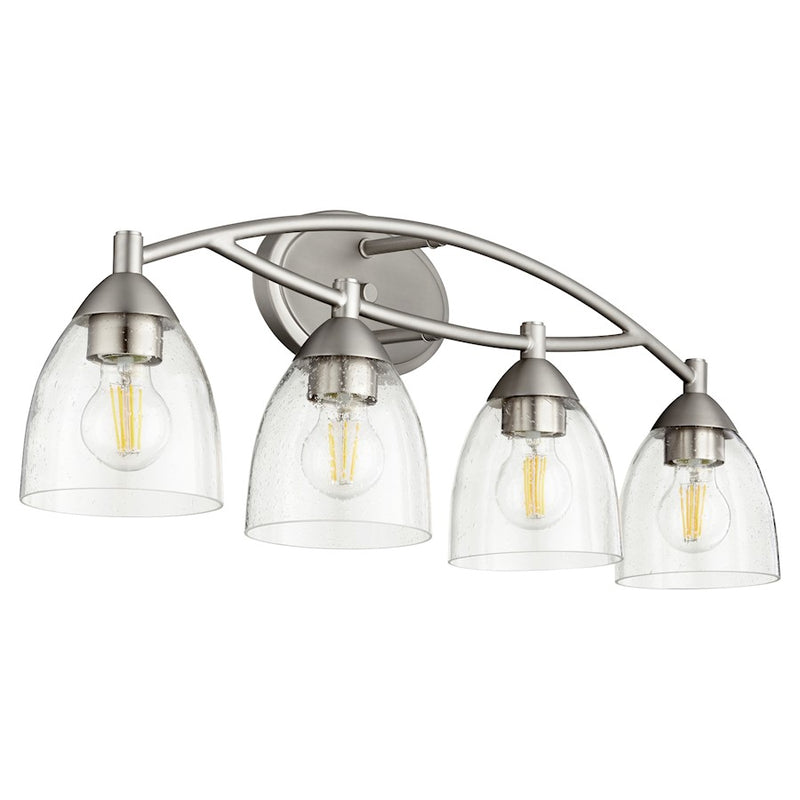 Quorum Barkley 4 Light Vanity, Satin Nickel/Clear Seeded
